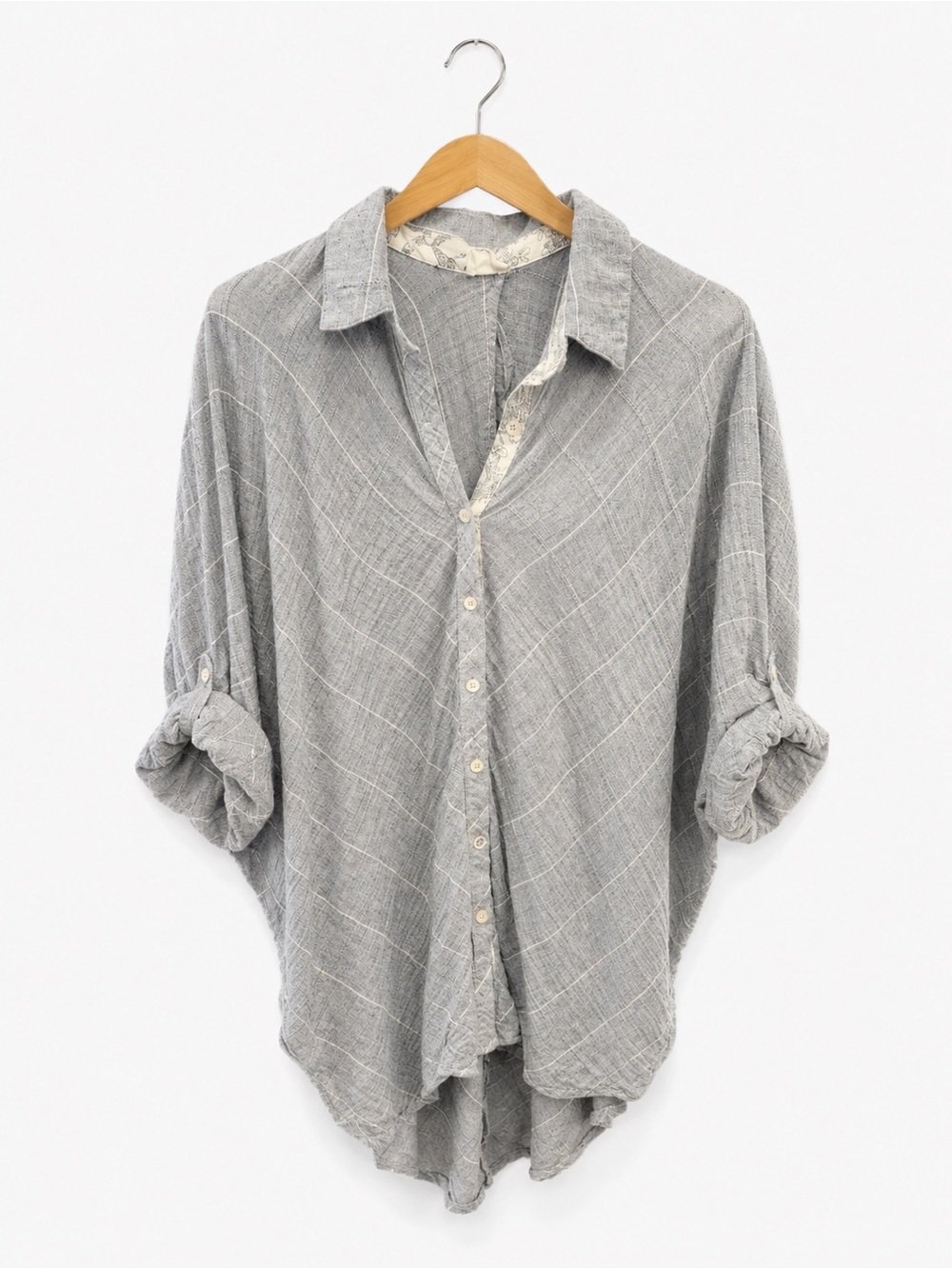 Hyku Blue Stripe Oversized Button-Up Blouse Women’s Size S